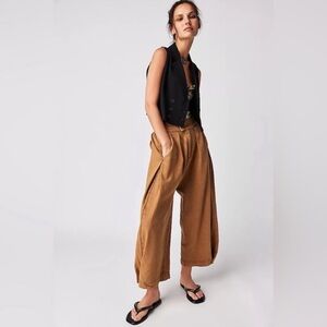 Free People Cool Harbor Wide Leg Pants in Camel